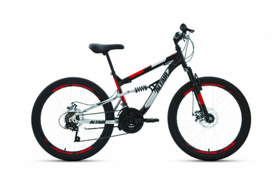 Велосипед ALTAIR MTB FS 24 disc (рост 15' 18ск.) черный/красный