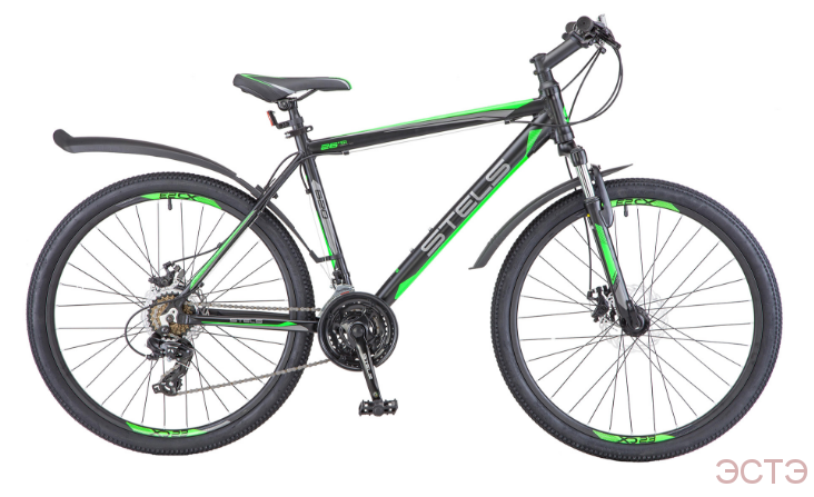 Велосипед STELS Navigator-620 MD 26" V010 14" Чёрный/зелёный/антрацит
