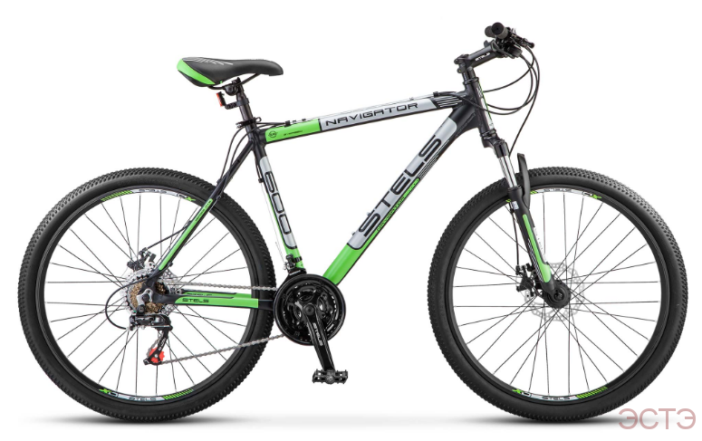 Велосипед STELS Navigator-600 MD 26" V030 рама 16" Чёрный/зелёный