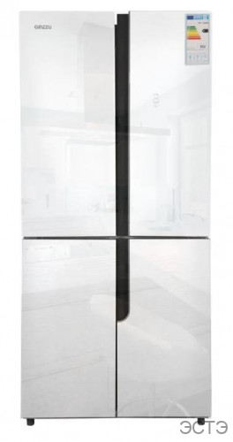 Холодильник GINZZU NFK-500 белое стекло