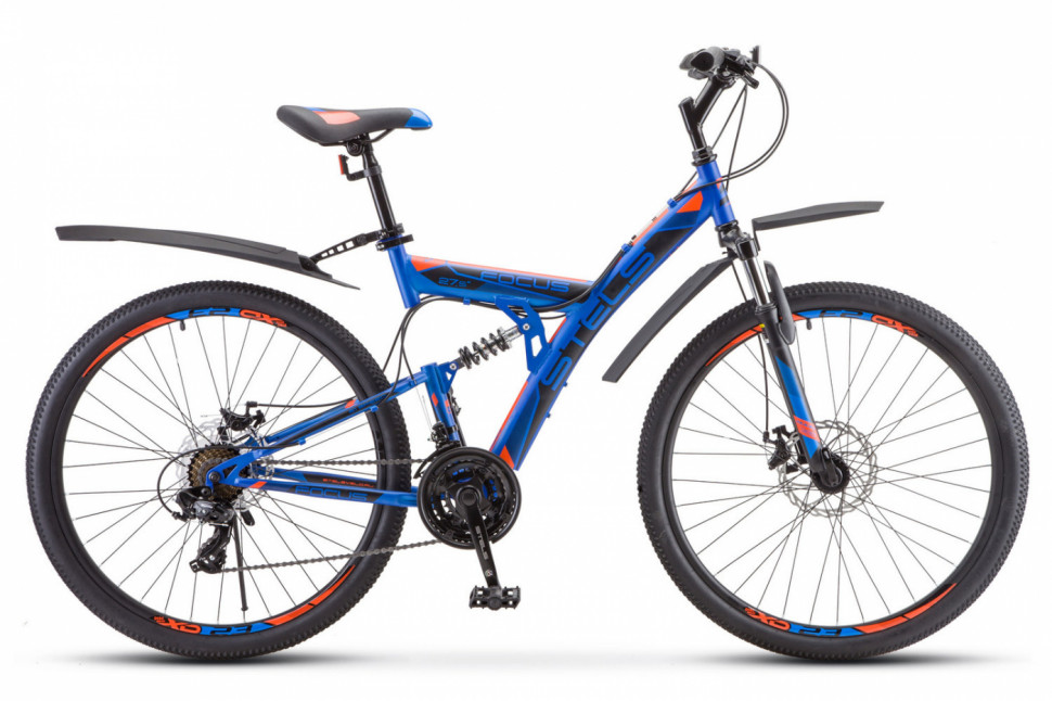 Велосипед Stels Focus 27,5" MD 21 sp 19" V010 Синий/Неоновый-красный (LU089832)