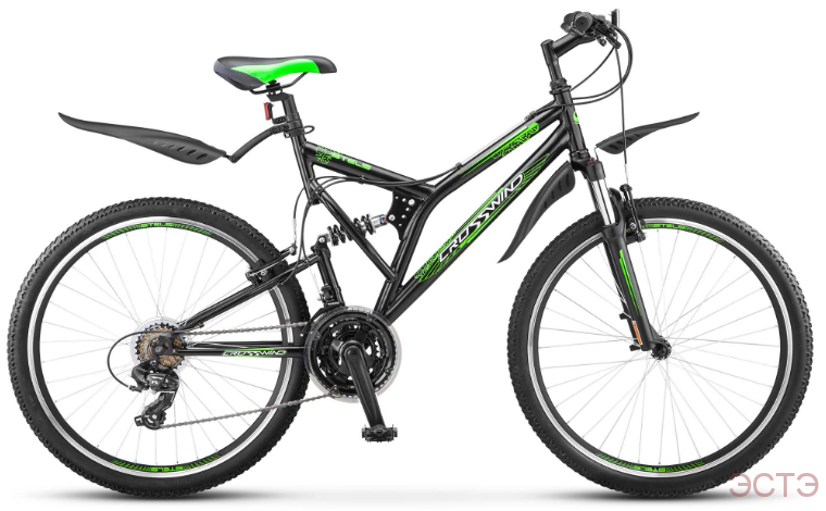 Велосипед STELS Crosswind 26" 21-sp Z010 рама 20" Чёрный/салатовый